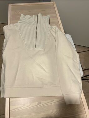 Z Supply Cream Ribbed Half-Zip Turtleneck Sweater